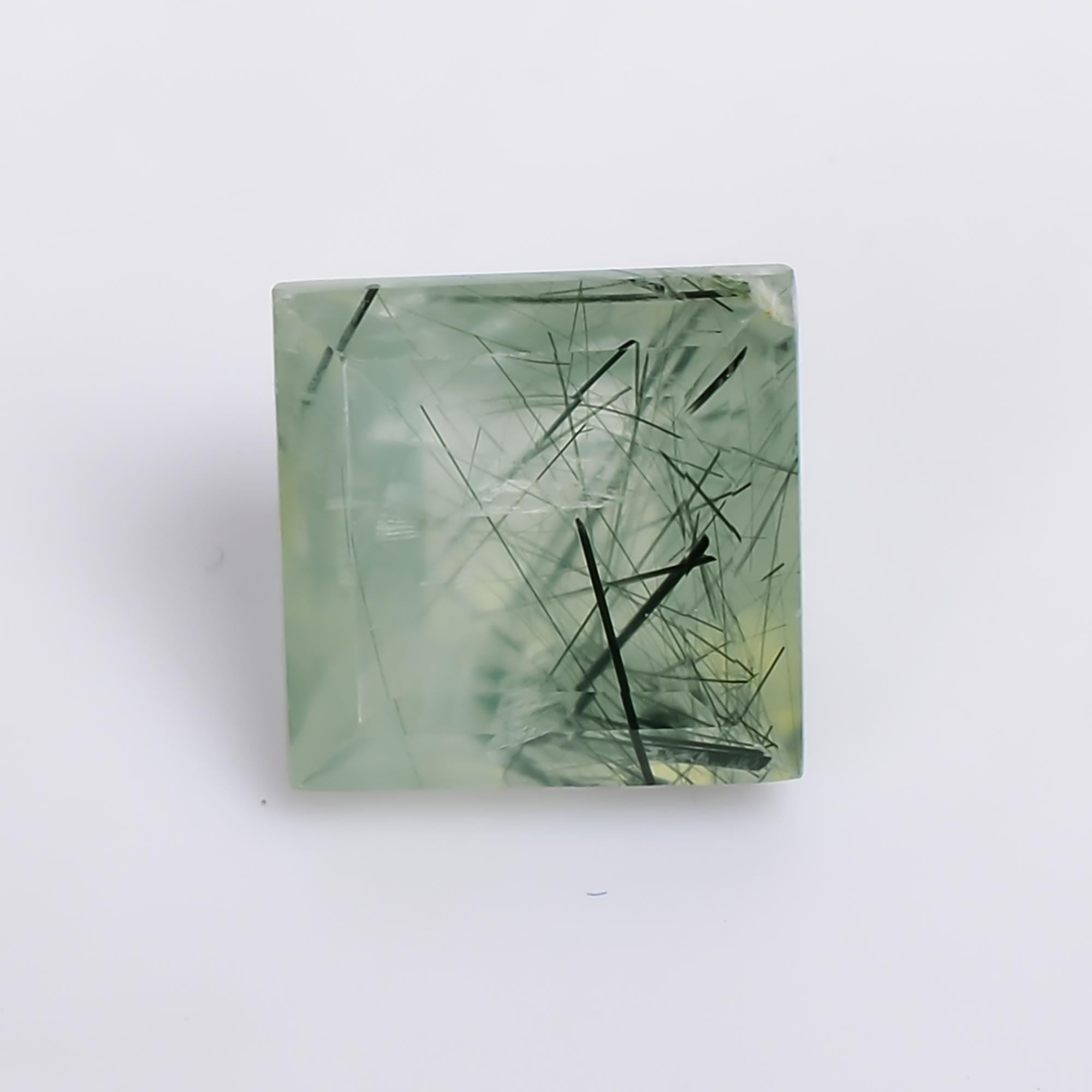 prehnite with epidote natural square shape cut stone loose gemstone